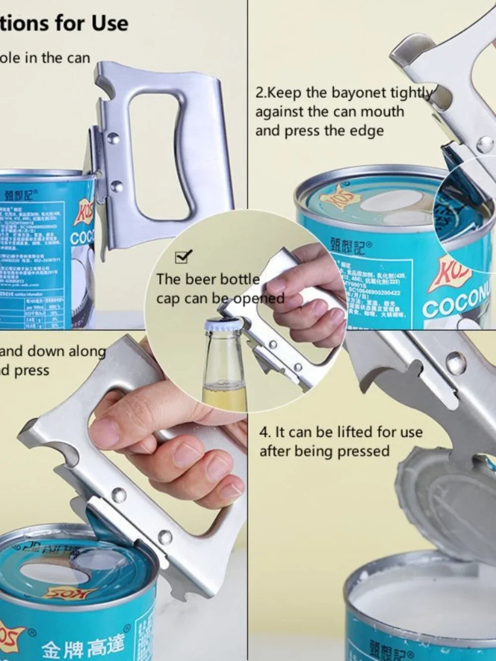 Stainless Steel Heavy-Duty Manual Can Opener with Ergonomic Grip Handle(1 Pack)